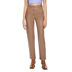 ARITZIA WILFRED The Melina Pant Faux Leather High Rise Straight Leg Camel Size 4
